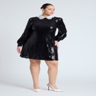 Lace Collar Sequin Mini Dress image number null