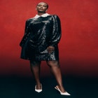 Lace Collar Sequin Mini Dress image number null