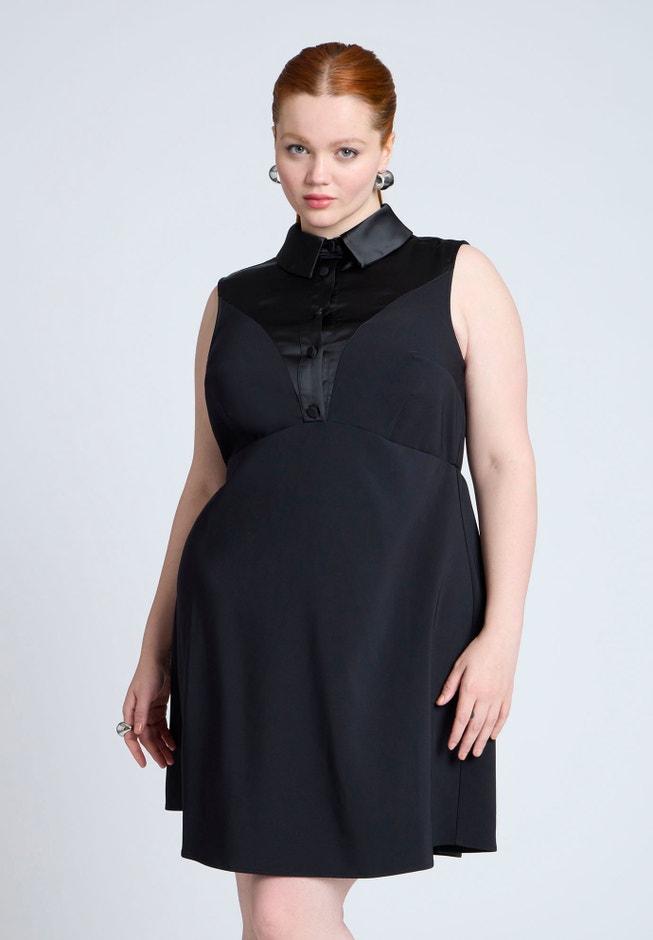 Sleeveless Tuxedo Mini Dress image number 2