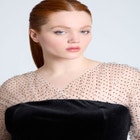 Velvet Midi Dress With Polka Dot Sleeve image number null