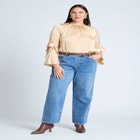 Sleeve Flounce Crewneck Blouse image number null