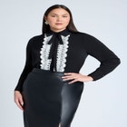 Collared Shirt With Lace-Trimmed Placket image number null