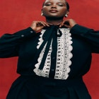 Collared Shirt With Lace-Trimmed Placket image number null