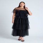 Ruffle Tulle Maxi Dress image number null