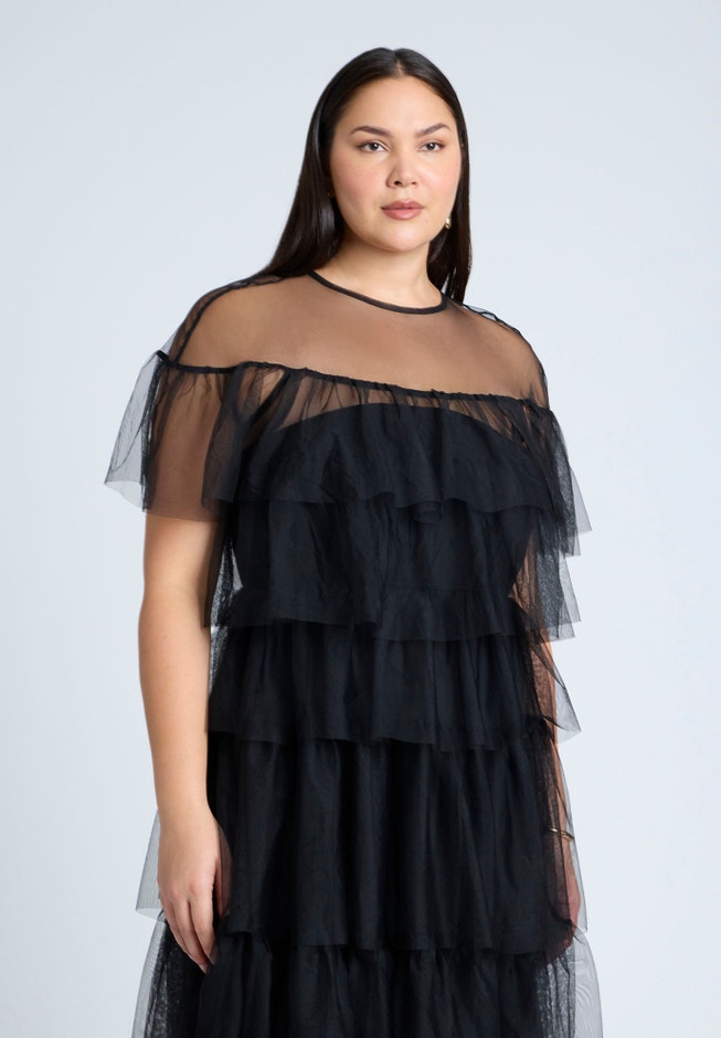 Ruffle Tulle Maxi Dress image number 3