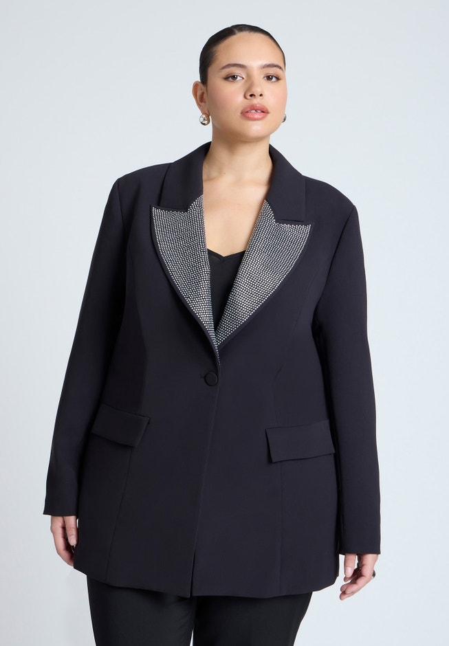 Embellished Lapel Oversized Blazer image number 1