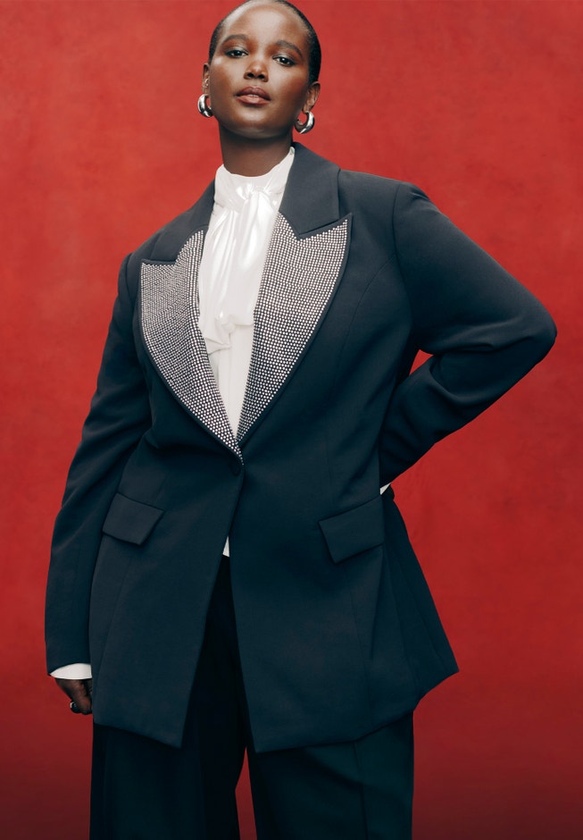 Embellished Lapel Oversized Blazer image number 0