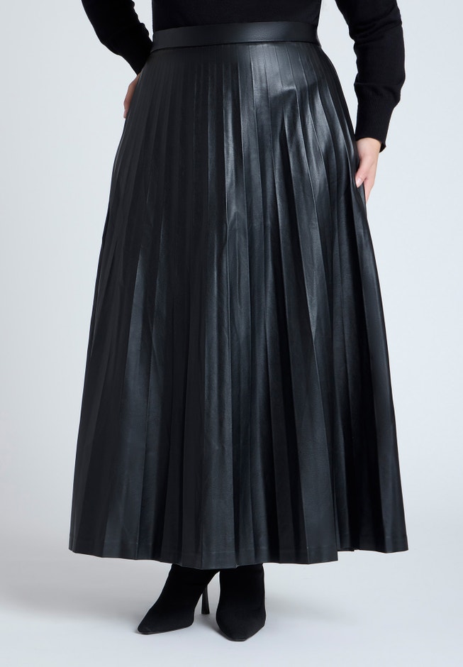Maxi Pleated Faux Leather Skirt image number 1
