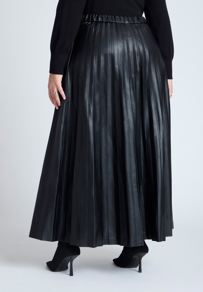 Maxi Pleated Faux Leather Skirt image number 2