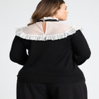 Sheer Yoke Sweater With Tie Neck image number null