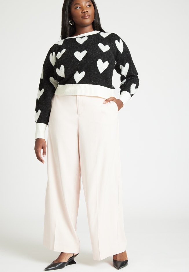 Heart Intarsia Cropped Sweater image number 4