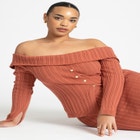 Off The Shoulder Sweater With Sleeve Slits image number null