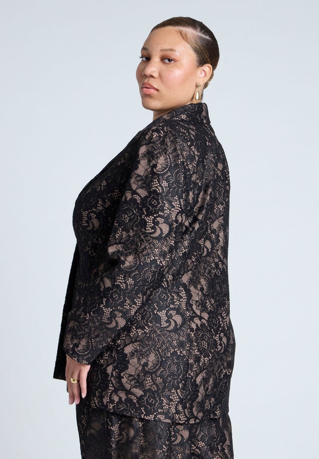 Contrast Lining Lace Blazer image number 1