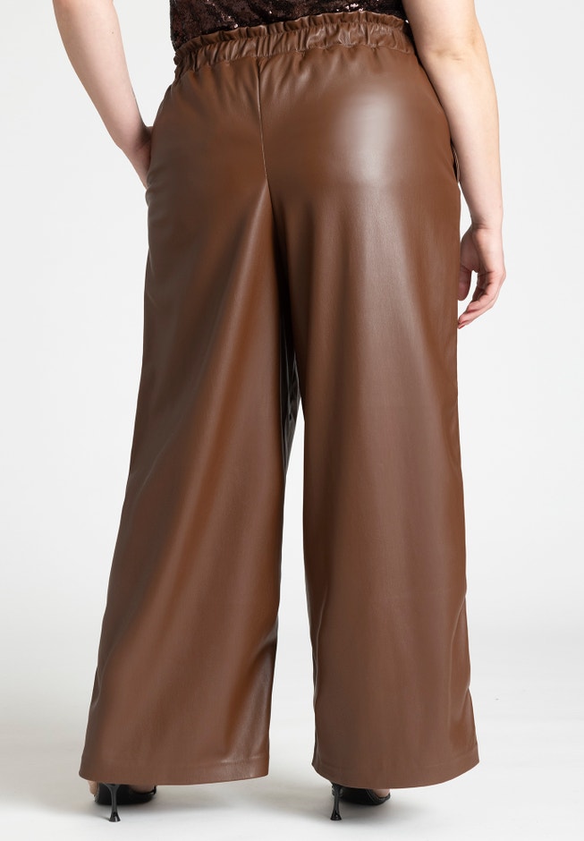 Wide Leg Leather Pants image number null