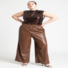 Wide Leg Leather Pants image number null