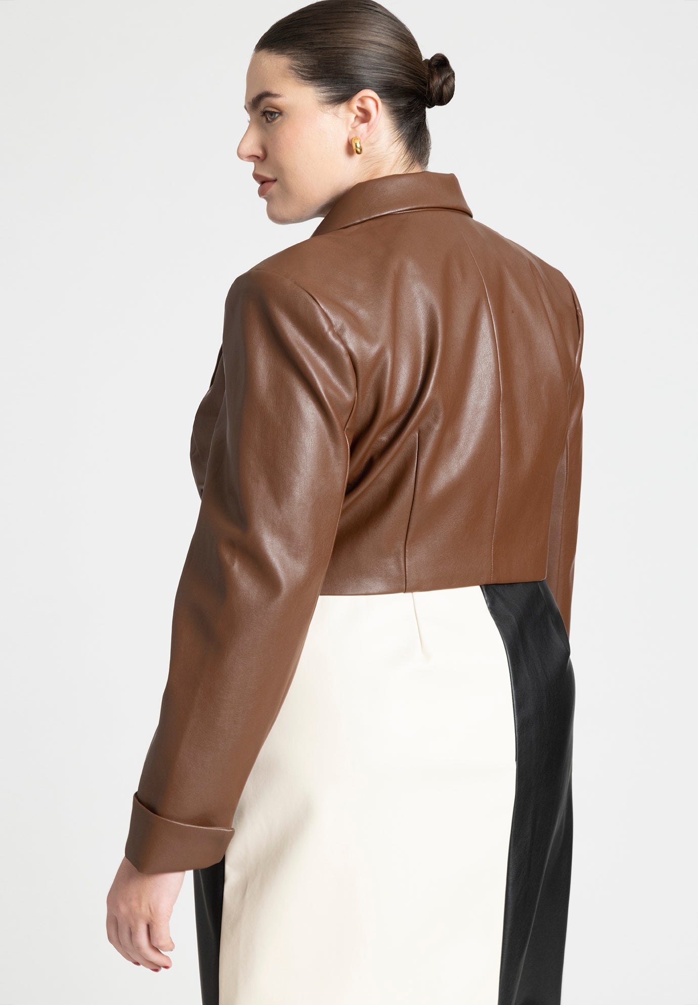 Cropped Faux Leather Jacket image number 1