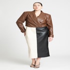 Cropped Faux Leather Jacket image number null