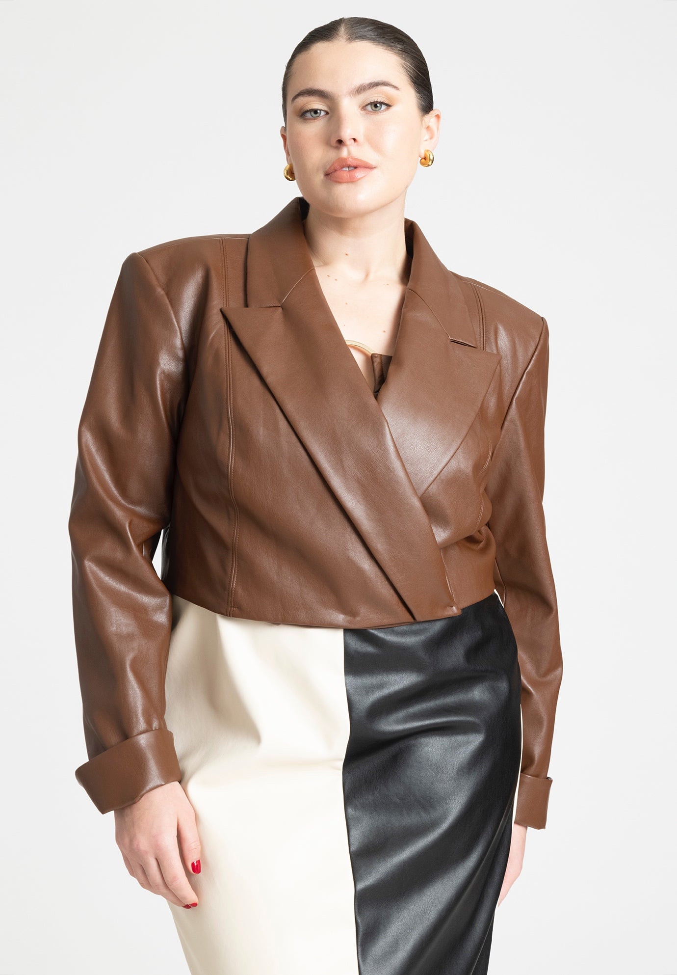 Cropped Faux Leather Jacket image number 0