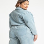 Denim Rosette Cropped Jacket image number null