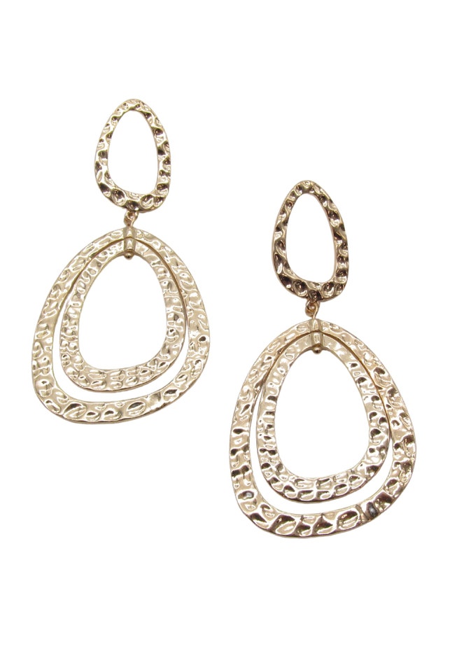 Hammered Geo Linear Earrings image number null