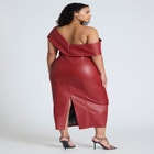 Fold Over Faux Leather Midi Dress image number null