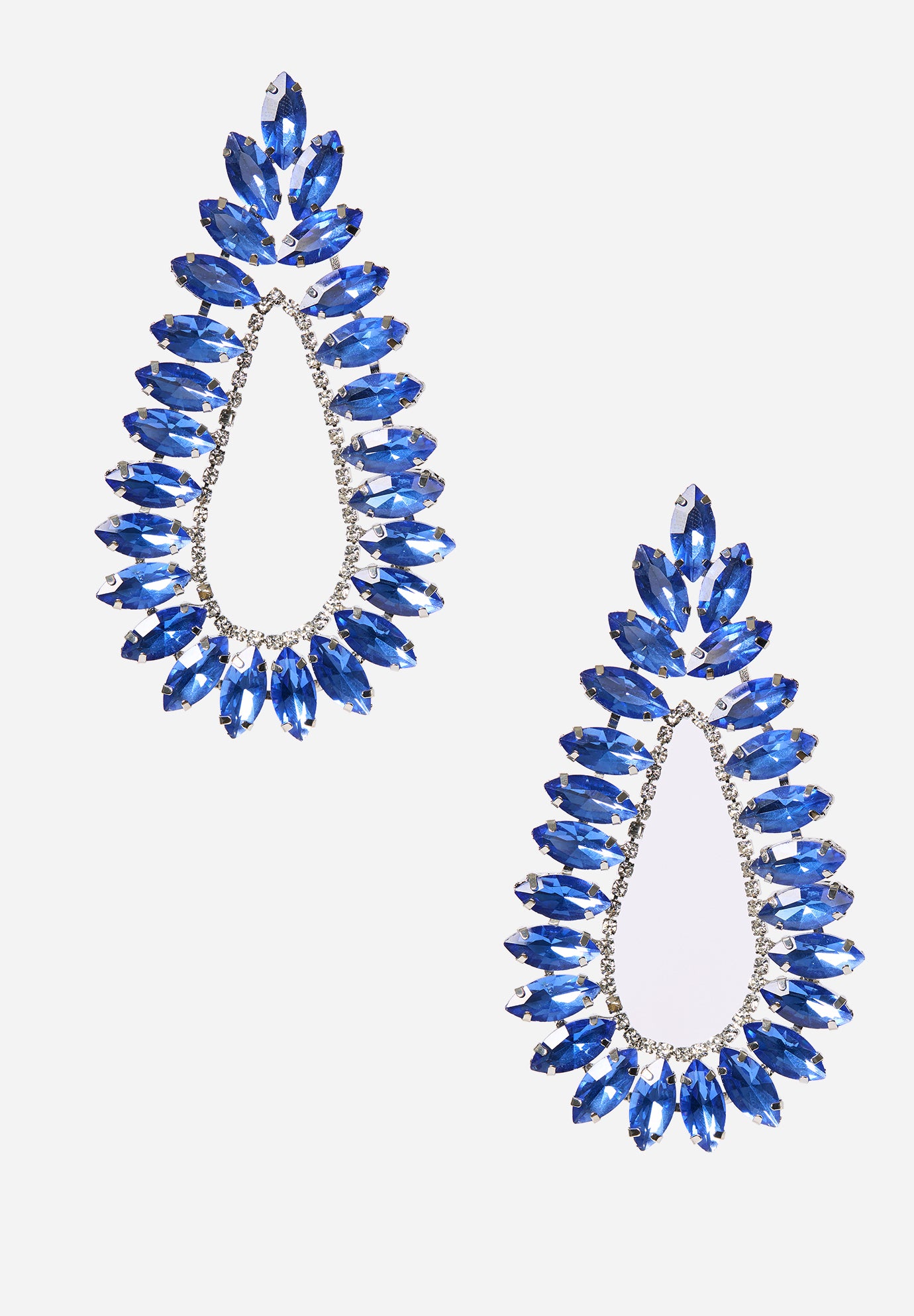 Oversized Teardrop Crystal Earrings With Mixed Crystals image number 0