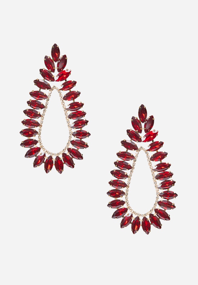 Oversized Teardrop Crystal Earrings With Mixed Crystals image number 0