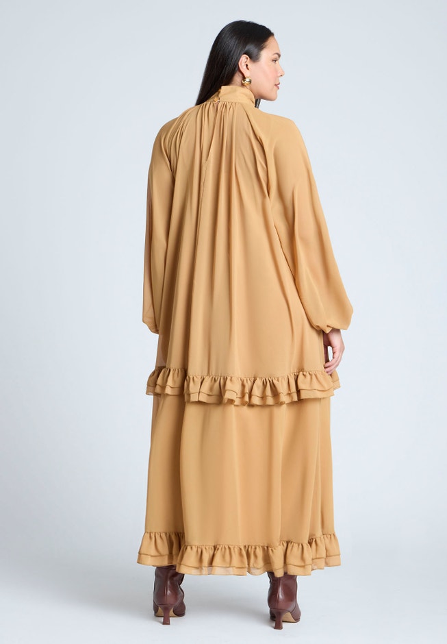 Ruffle Oversized Trapeze Maxi Dress image number null
