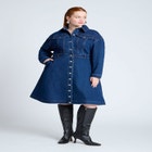 Denim Fit And Flare Shirt Dress image number null