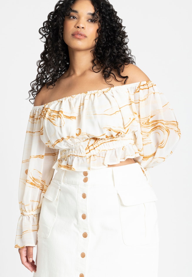 Off The Shoulder Ruched Top image number 1