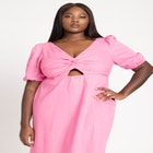 Twist Bodice Puff Sleeve Dress image number null