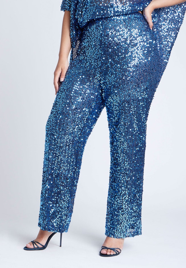 Sequin Open Mesh Straight Leg Pant image number null
