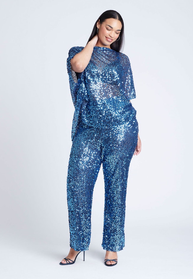 Sequin Open Mesh Straight Leg Pant image number null
