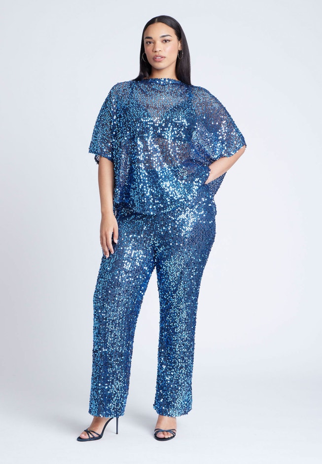 Sequin Open Mesh Straight Leg Pant image number null
