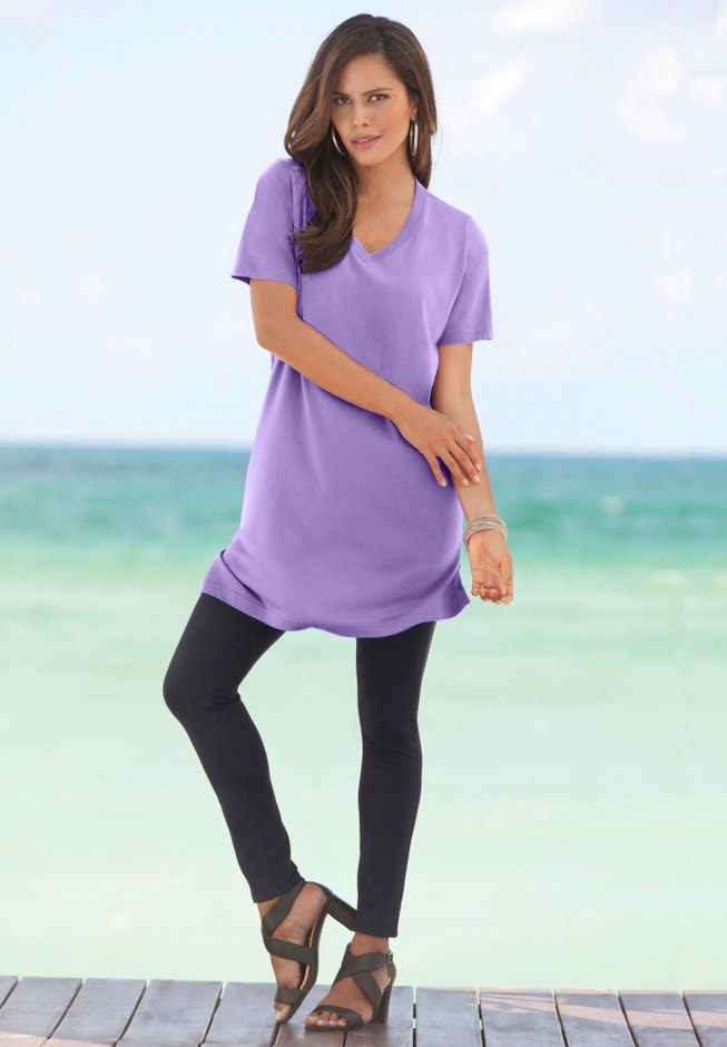 Plus Size Cotton Short Sleeve V-Neck Ultimate Tunic image number 5