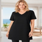 Plus Size Ultimate Cotton V-Neck Short Sleeve Tunic image number null