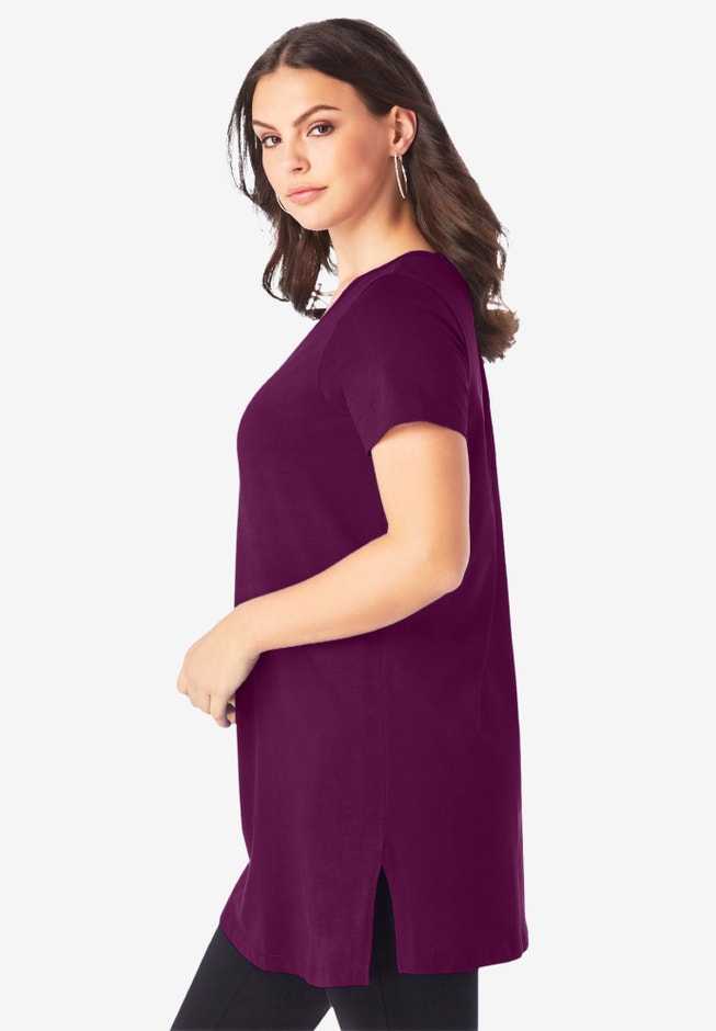Plus Size Cotton Short Sleeve V-Neck Ultimate Tunic image number 3