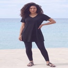 Plus Size Ultimate Cotton V-Neck Short Sleeve Tunic image number 0