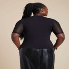 Shirred Mockneck Top With Sheer Sleeve image number null