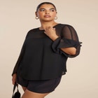 Draped Sheer Sleeve Blouse image number null