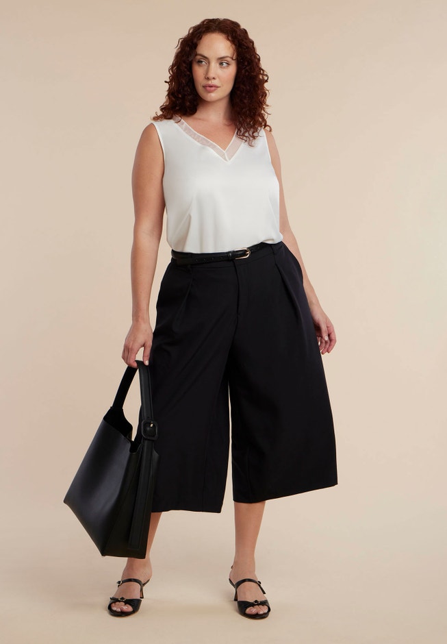 V-Neck Blouse With Chiffon Trim image number null