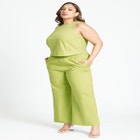 Linen-Blend Boxy Scoop Neck Crop Tank image number null