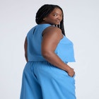 Linen-Blend Boxy Scoop Neck Crop Tank image number null