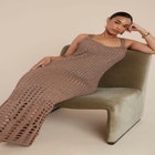 Metallic Open Stitch Sweater Dress image number null