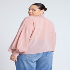 Sheer Mock Neck Cape Blouse image number null