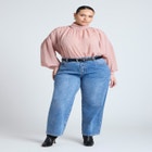 Sheer Mock Neck Cape Blouse image number null