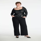 Faux Leather Zipper Peplum Top image number null