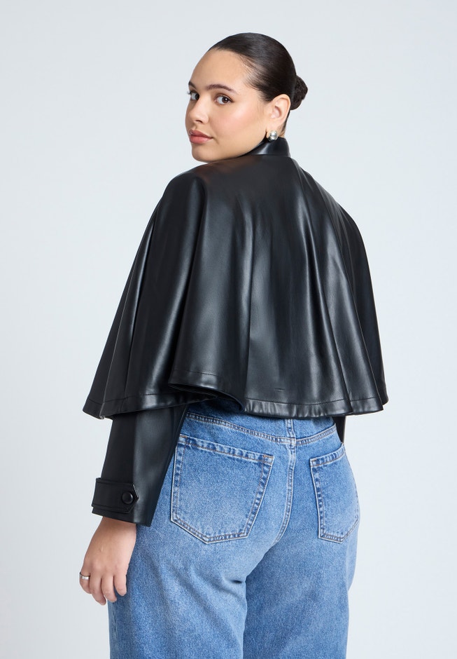 Faux Leather Cape Jacket image number 1