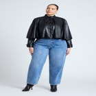 Faux Leather Cape Jacket image number null