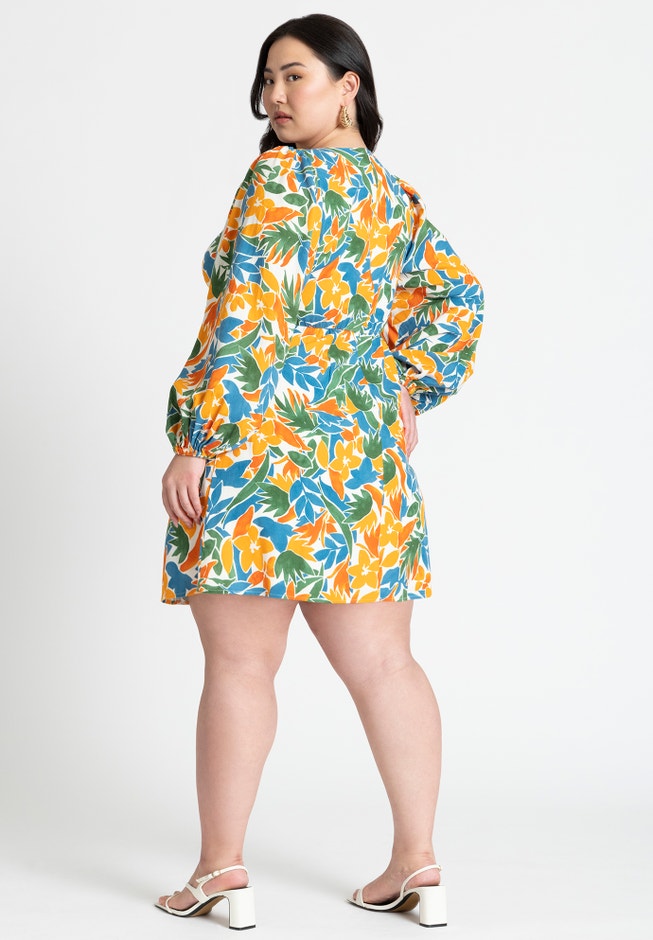 Linen Hardware Detail Mini Dress image number null